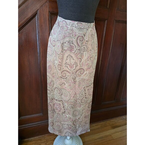 Talbots Petites Size 4 Silk Midi Skirt Paisley Print - Picture 1 of 6